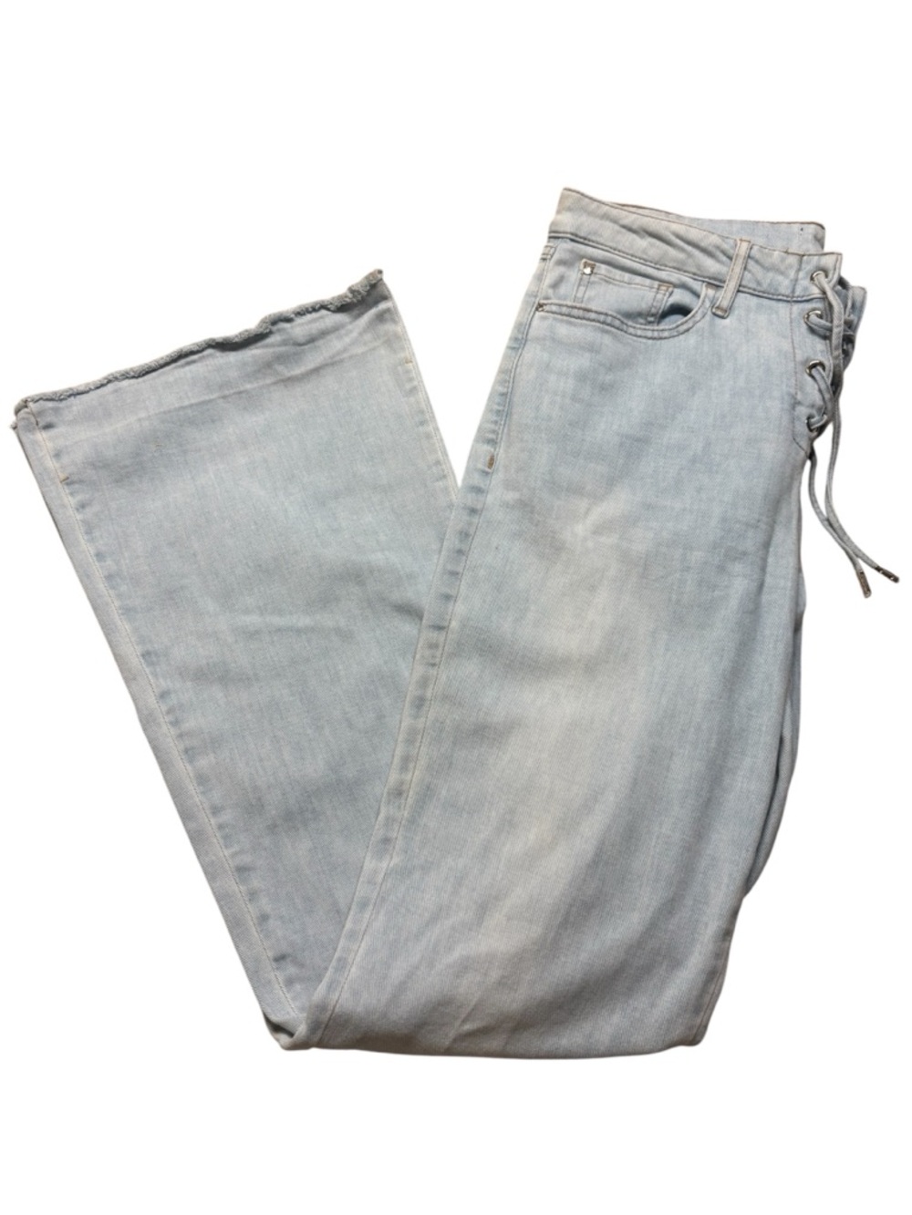 VINTAGE 90s/Y2K Guess Lace-Up Front Flared Jeans - Light Wash